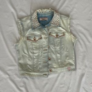 Embellished cropped denim women vest